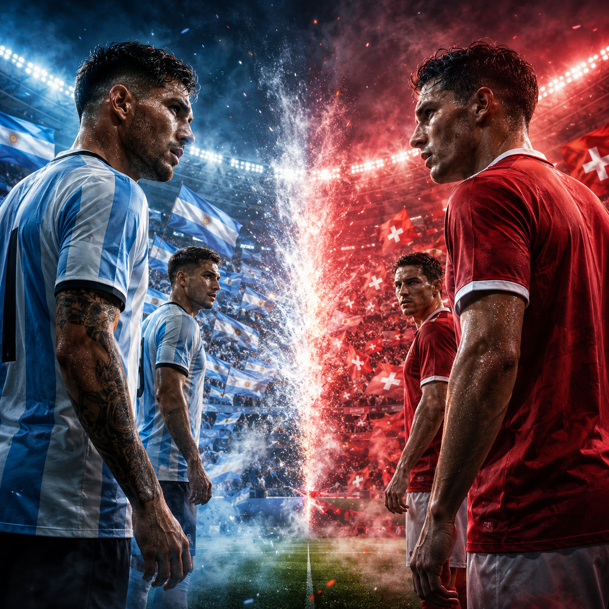 Argentina vs Switzerland World Cup quarterfinal preview graphic