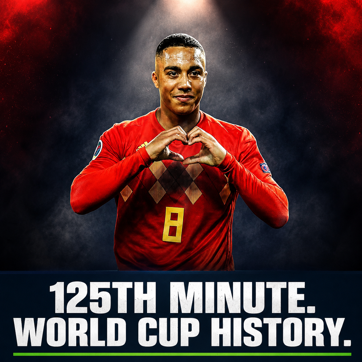 Youri Tielemans wheels away after scoring the 125th-minute penalty to complete Belgium's comeback against Senegal
