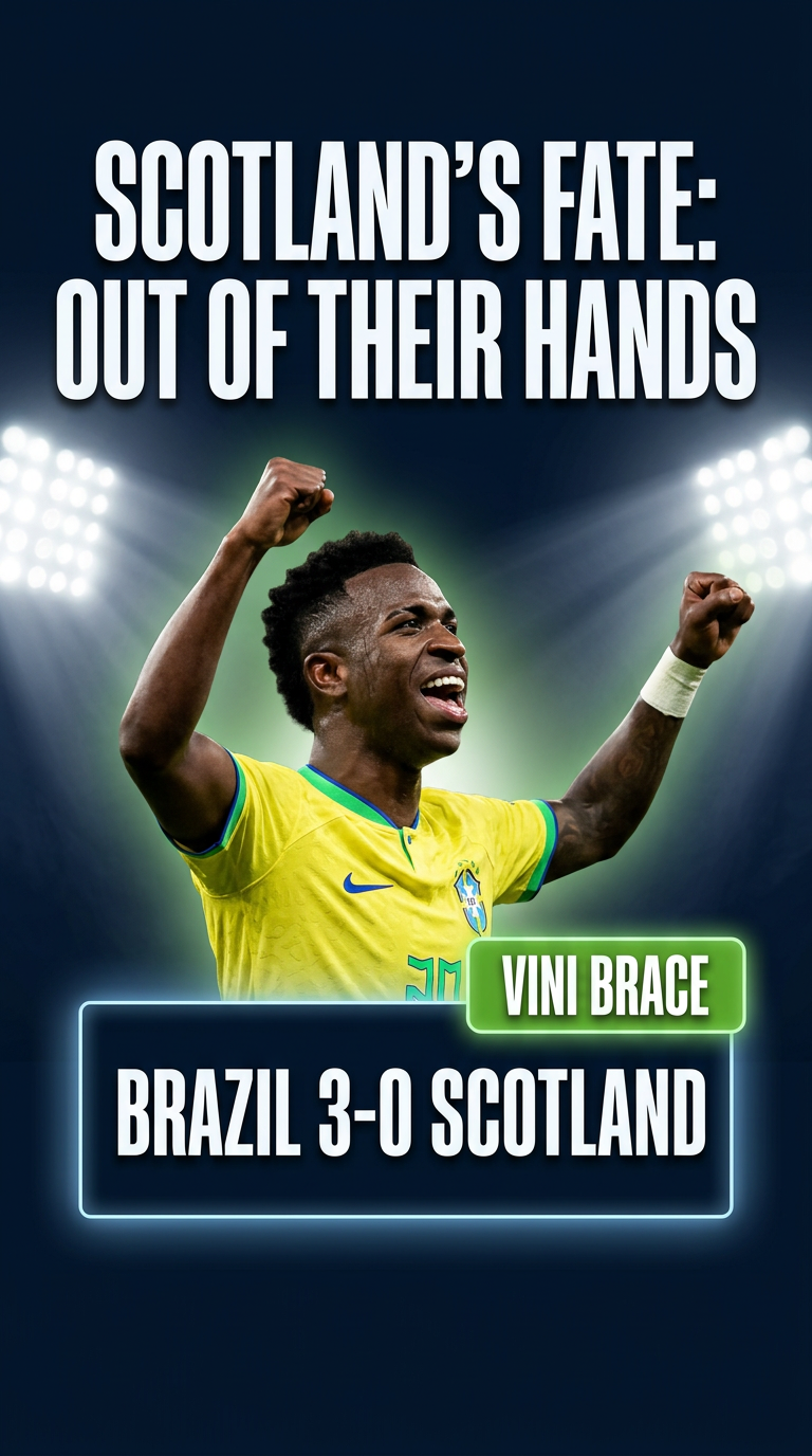 Scotland's Fate: Out of Their Hands graphic — Vinicius brace, Brazil 3-0 Scotland