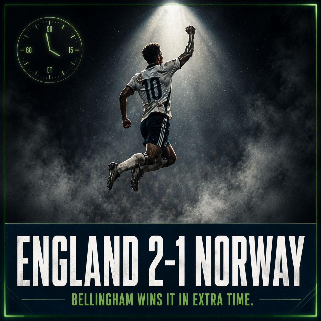 Jude Bellingham celebrating his extra-time winning goal for England against Norway in the World Cup quarterfinal