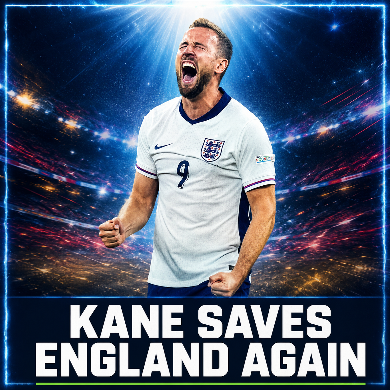 Harry Kane celebrates scoring his brace to lead England past DR Congo 2-1 in the Round of 32