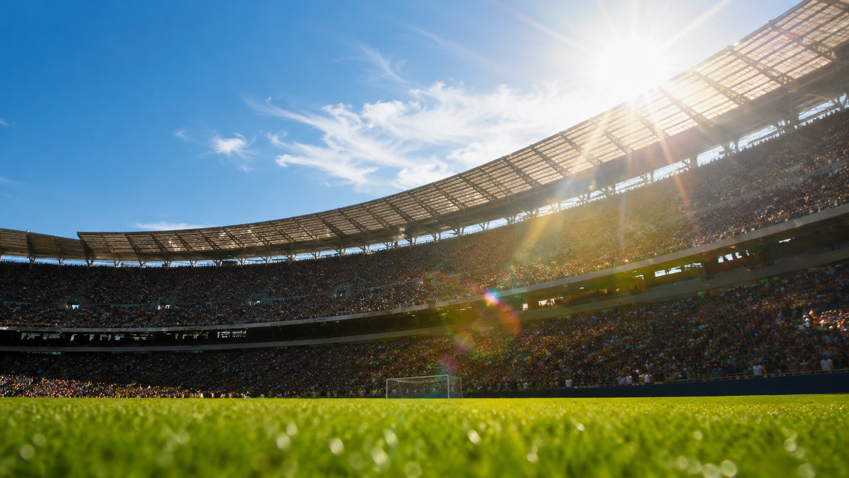 Bright daytime World Cup stadium atmosphere